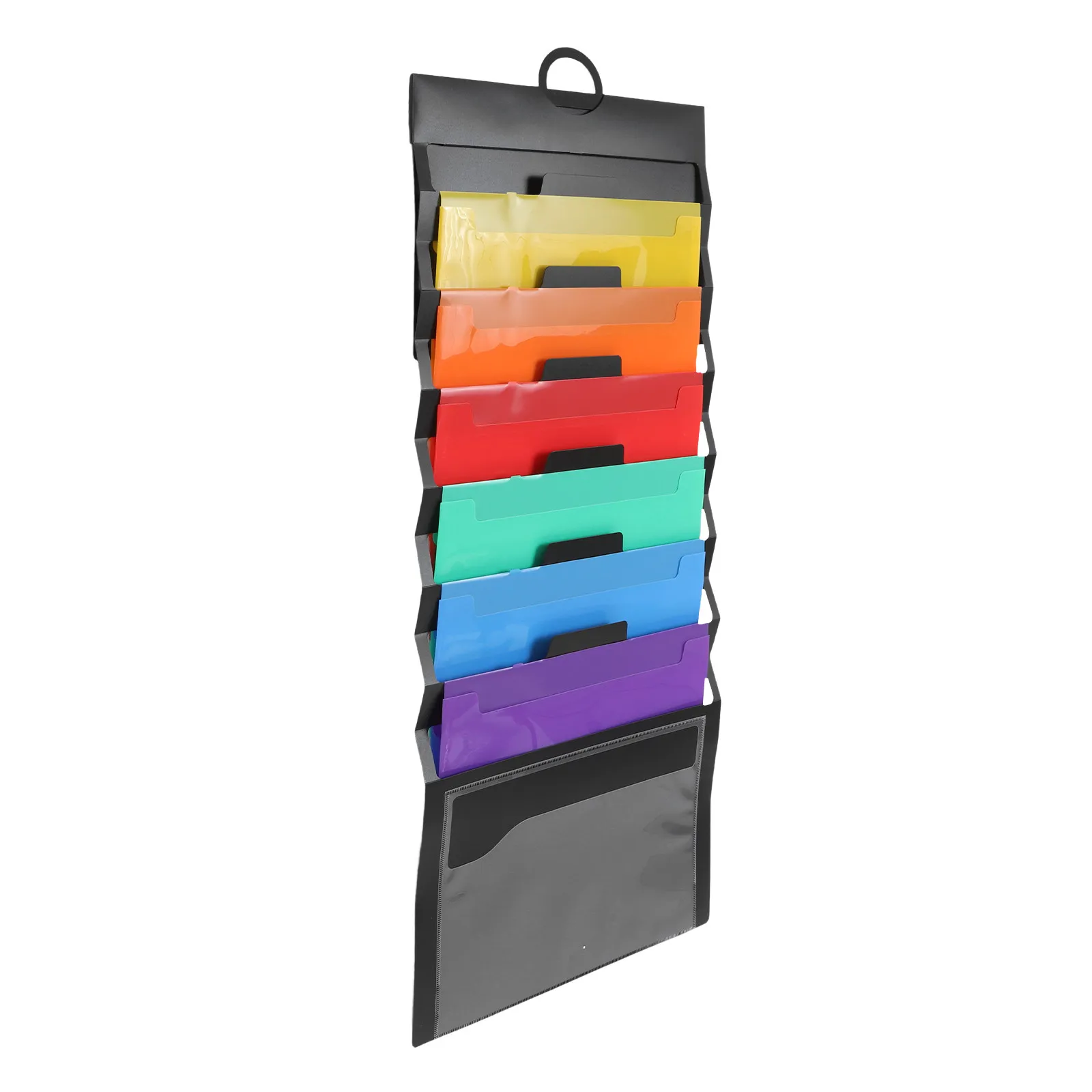 

File Organizer Hanging 6 Pocket Black Accordion Style Portable Document Holder Office Classroom Home Over Door File Storage
