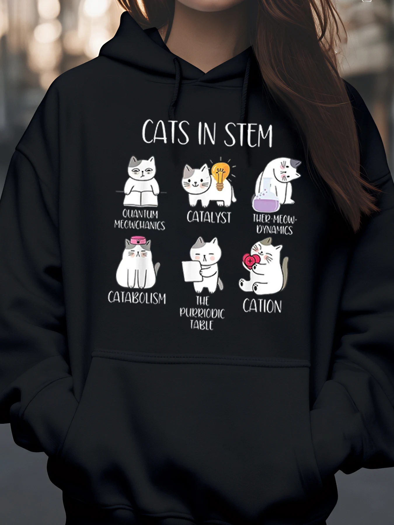 

Толстовка с принтом «Кошки в стебле» для любителей науки, повседневная одежда для женщин и мужчин