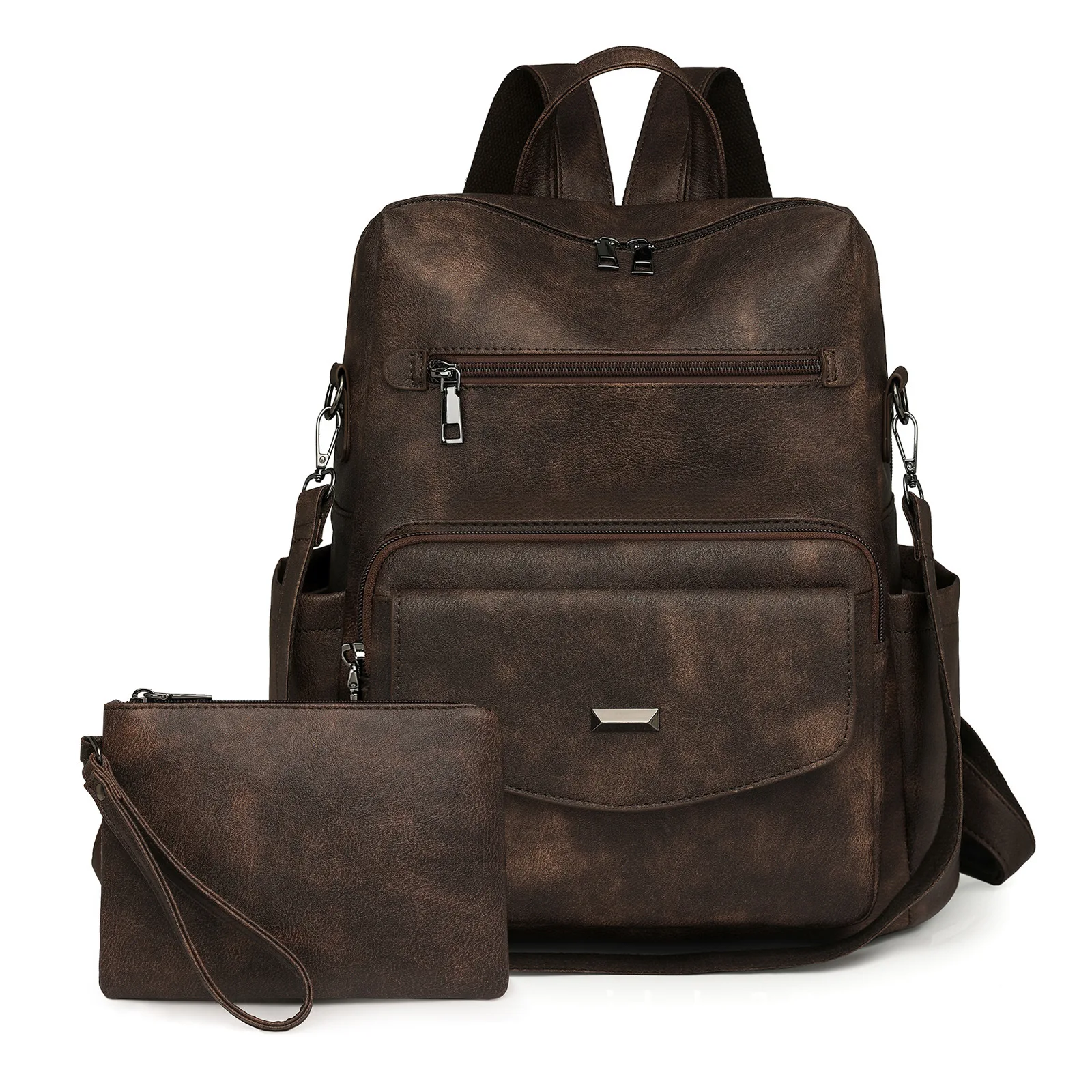 NONE Damen PU-Leder Rucksack 4