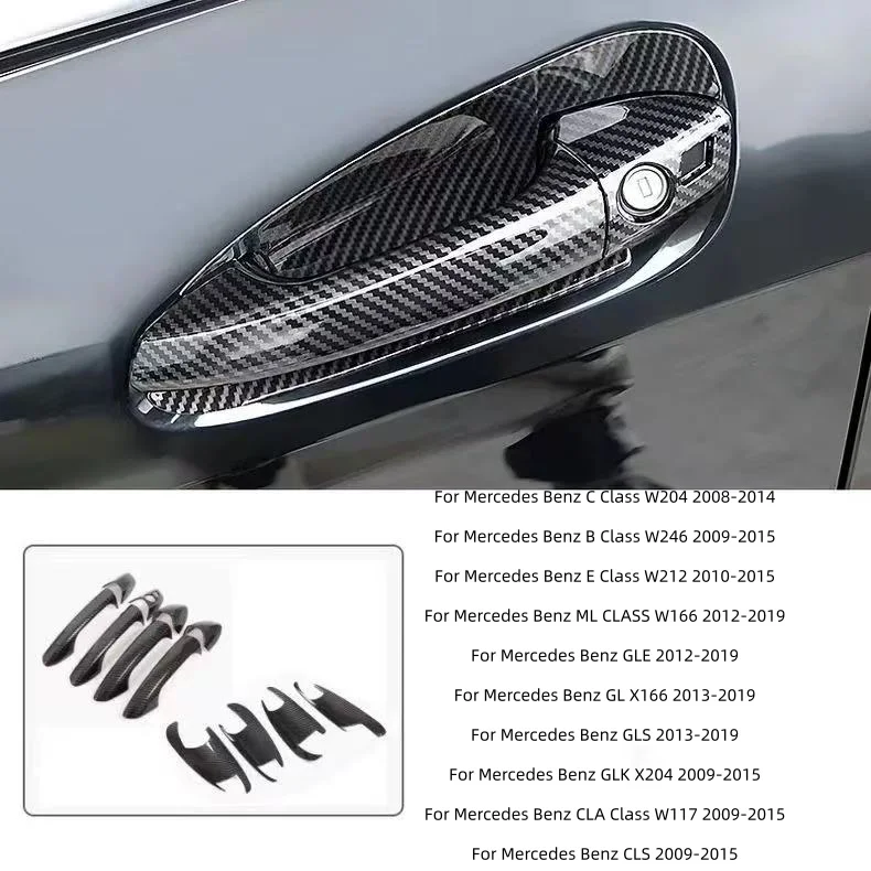 

Carbon fiber Car Door Handle Trim Cover Stickers for Mercedes Benz C E B GLK GLE ML Class CLA CLS W204 X204 W212 W246 W166 W117