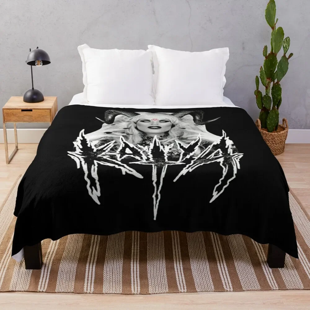 Katya-Black-Metal-Satan Throw Blanket Blankets For Sofas for sofa Flannel Blankets