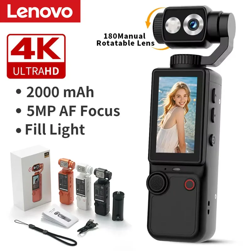

Lenovo 4K HD WiFi Handheld Outdoor Action Camera Wearable Travel Bicycle Driver Recorder Mini Sports Cam For Motorcycle Vlogging
