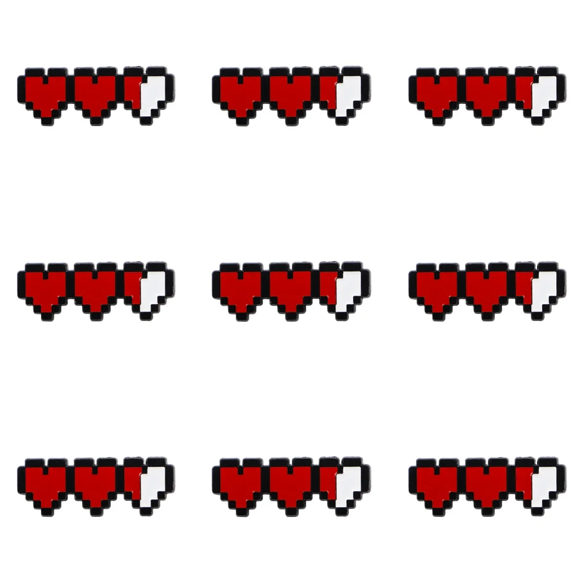 Pixel-Herz Emaille-Pin-Set 9-teilig Retro-Spiel-Stil Broschen Abzeichen Modische Anstecknadeln für Rucksack Geschenk für Spiele- & Retro-Fans