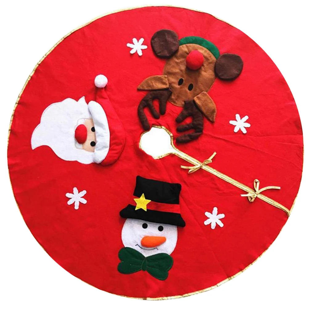 

Christmas Tree Skirt Flannelette Thickened Santa Snowman Deer Print Festive Decoration Xmas Apron Mat Party Tree Skirts