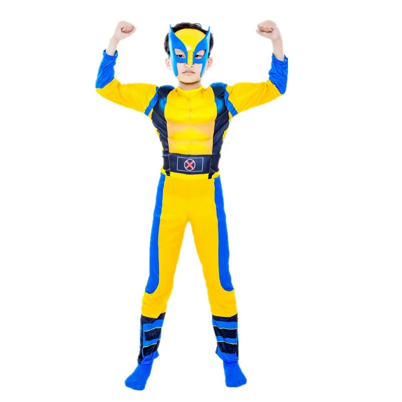 AAA 2025 الصبي ولفيرين تأثيري حلي فيلم X-Men بذلة الاطفال المنتقمون خارقة الخيال الذئب باو/قناع الدعائم