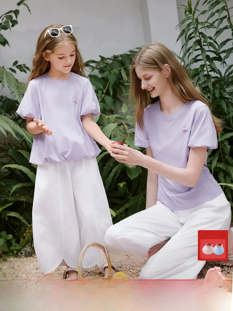 t-shirt-decontracte-en-coton-a-manches-bouffantes-pour-mere-et-fille-tenue-assortie-ete-nouvelle-collection-ensemble-parent-enfant