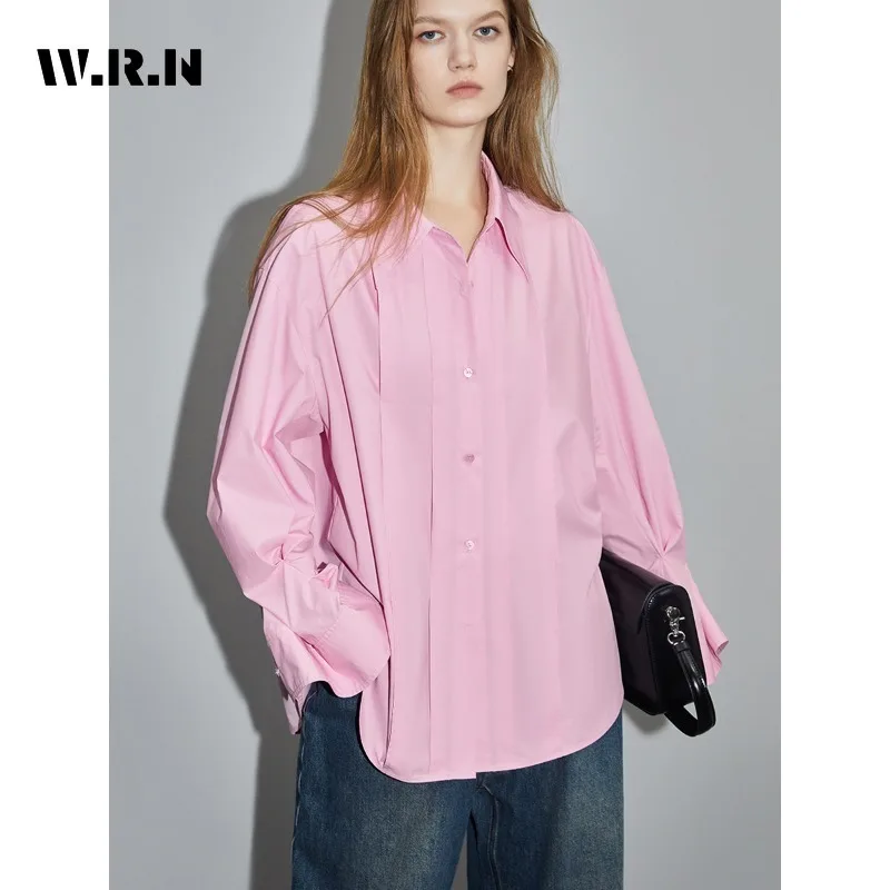 

Korean Chic Style Solid Loose Long Sleeve Single Breasted Shirt 2023 Autumn Winter Women Casual Turn-Down Collar Cozy Blouse Top