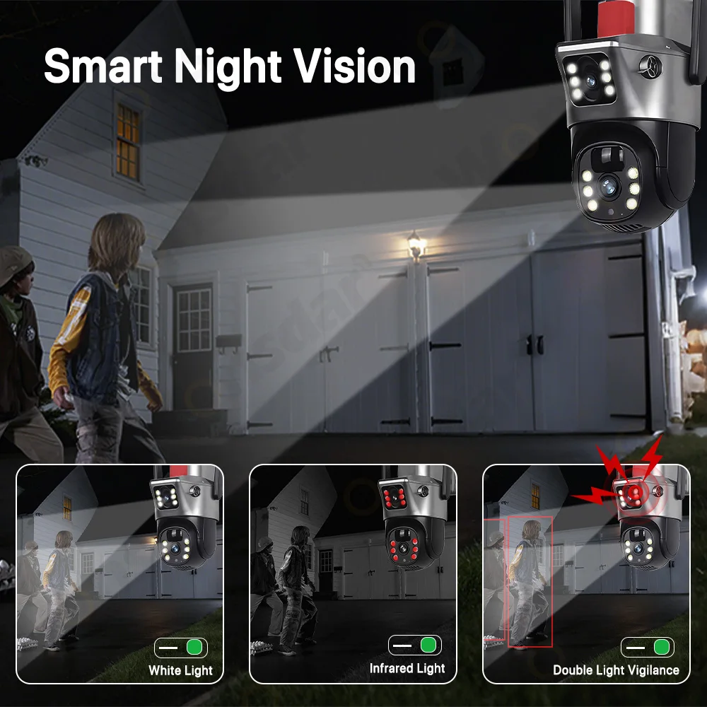 4G بطاقة SIM كاميرا تعمل بالطاقة الشمسية 8MP 4K HD عدسة مزدوجة IP66 مقاوم للماء كاميرا مراقبة أمنية خارجية بطارية عمر بطارية طويل V380