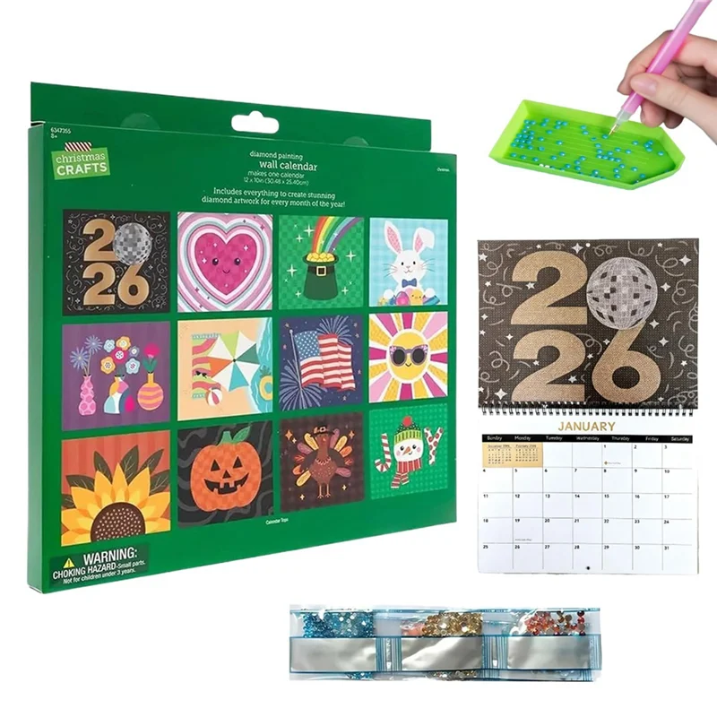 

Wall Calendar 2026 Diamond Painting Kit-DIY Diamond Art Calendar 2026, For Home Office Decorations Gift(1PC)