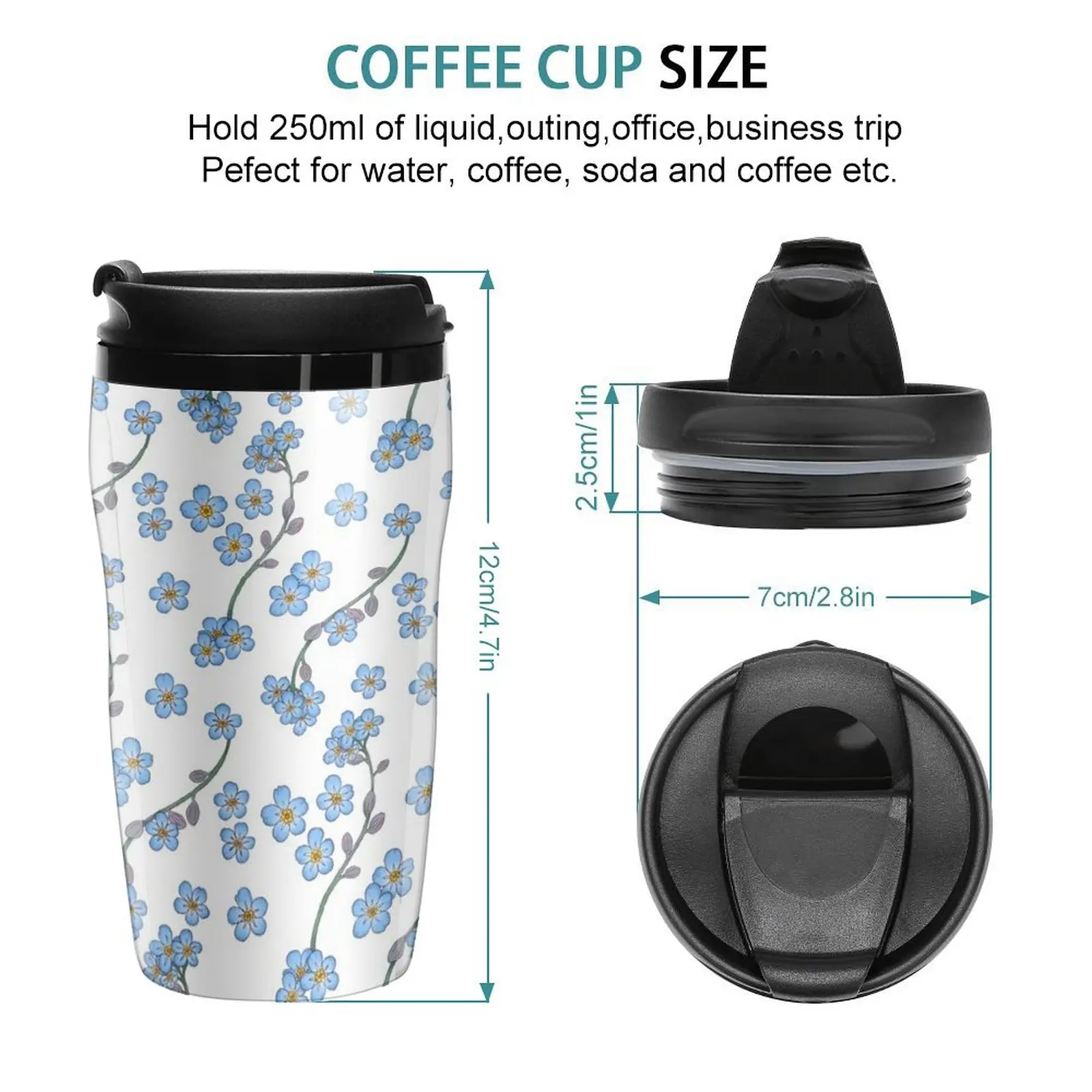 New Forget-me-not print Travel Coffee Mug Thermos Mug Insulated Cup For Coffee Coffee Goods