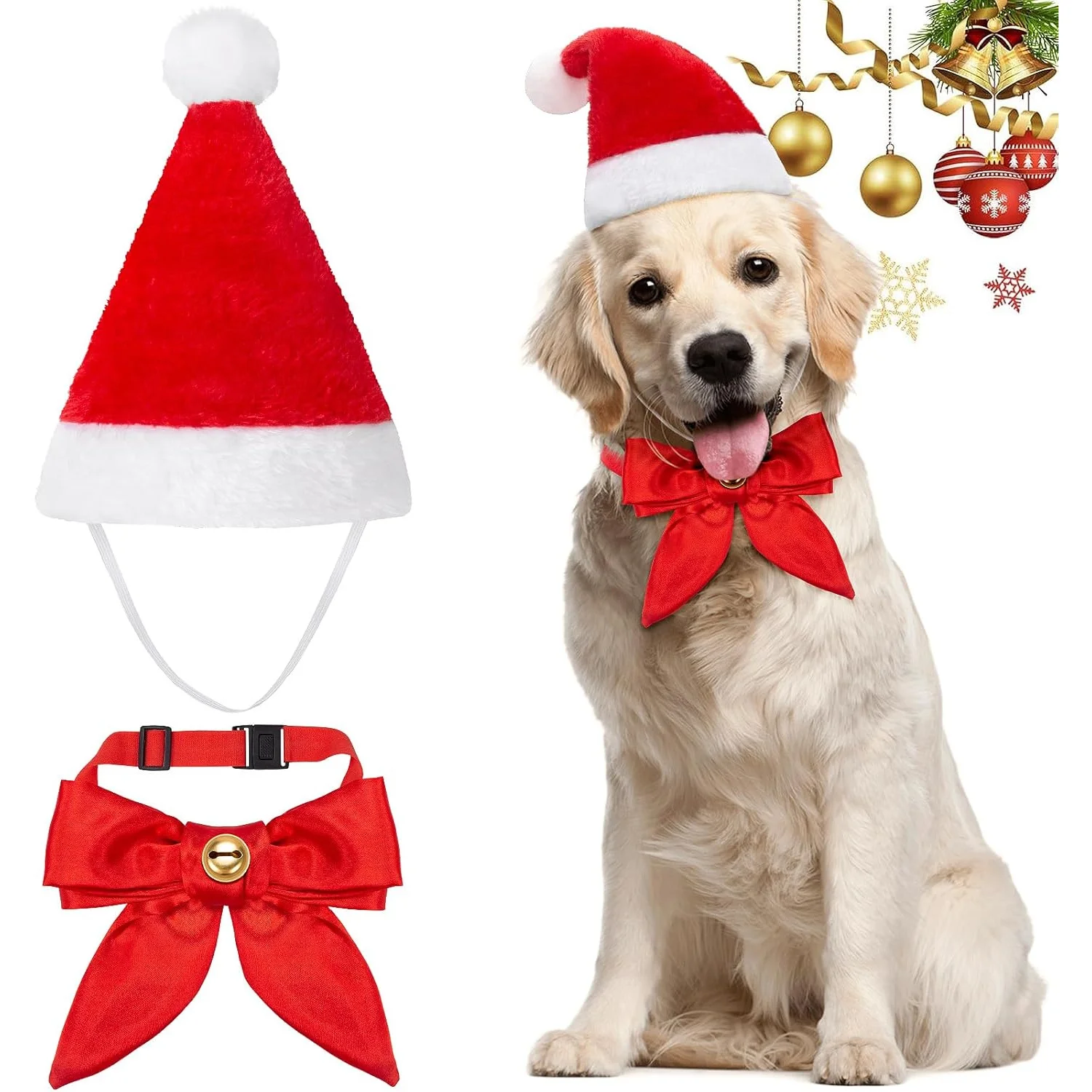 

Dog Christmas Hat Collar Tag Adjustable Design Pet Party Halloween Costumes Soft Most Pets Dogs Christmas Necktie