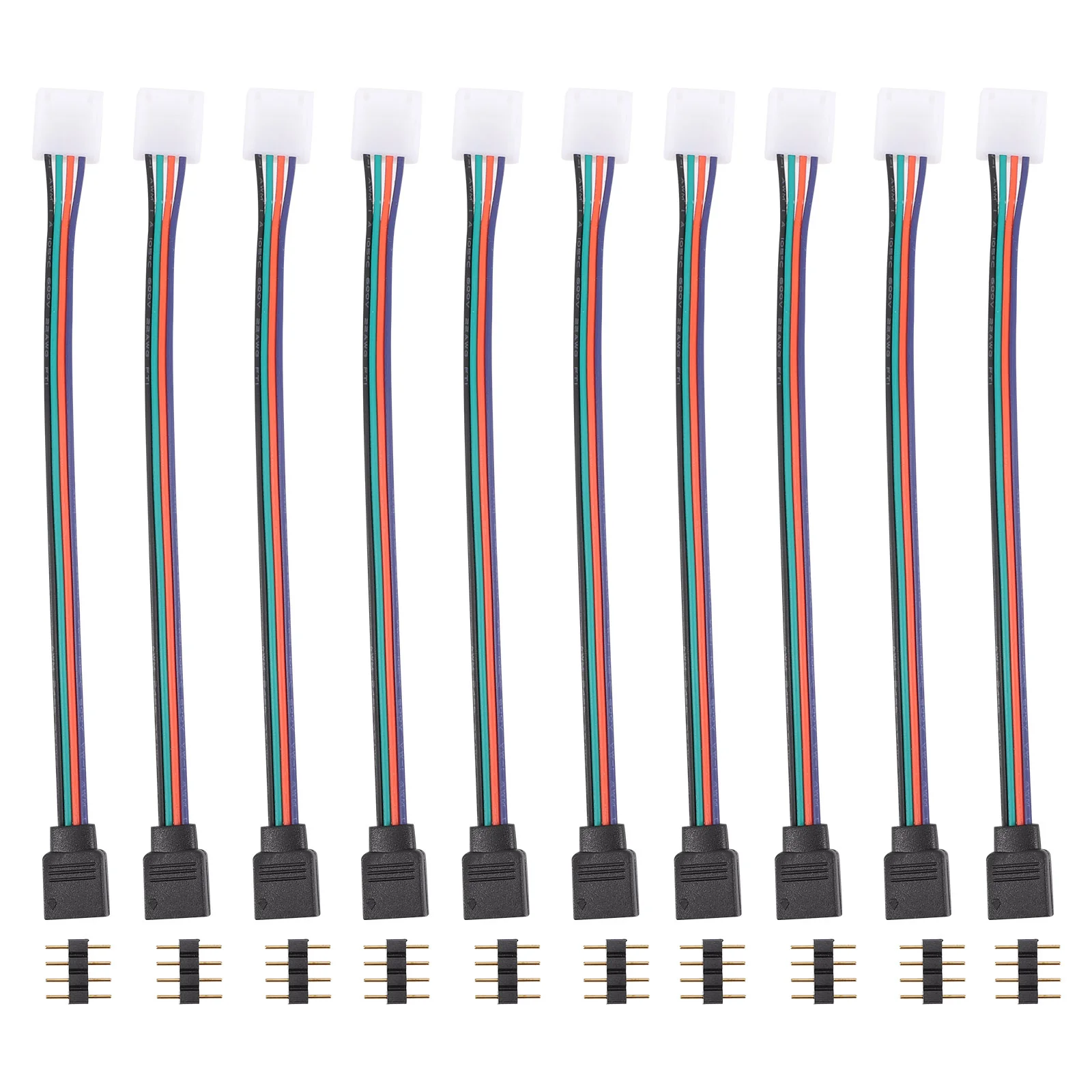 10 Pcs Suite Strip Light Connector LED Connectors Plastic Solderless 4 Pin Conductor