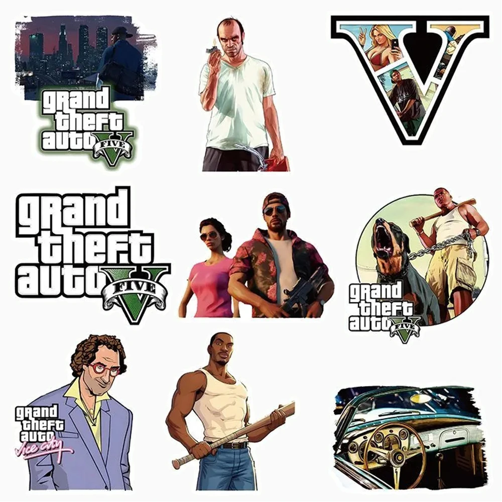 10/30/50pcs Cool Cartoon Stickers GTA Game Grand Theft Auto Decals Decorative Phone Case Laptop Skateboard Waterproof Sticker