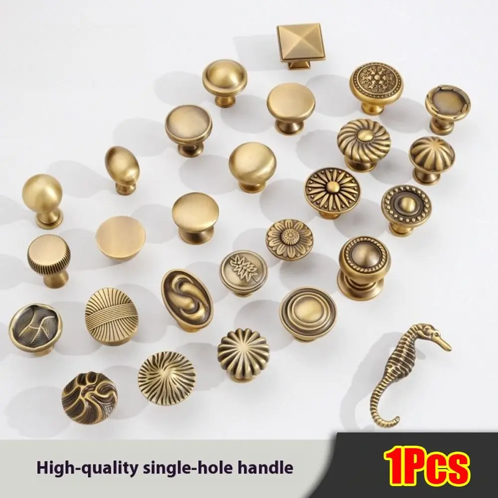 

1Pcs New Single Hole Antique Drawer Knob Vintage Multi-size Cabinet Handle Round Luxury Door Handle Pulls Furniture Accessory