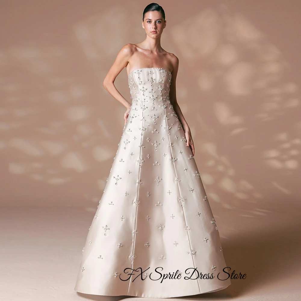 Exquisite Crystal Evening Dresses Modern A-Line Strapless Shawl Customized Homecoming Dresses Satin Special Occasion Gowns