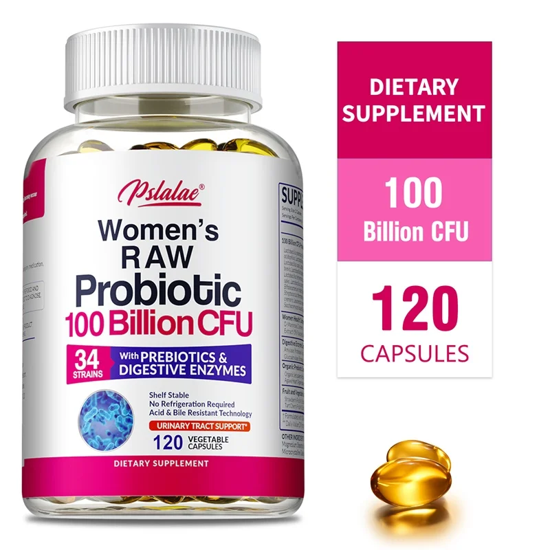

Raw Probiotics for Women - with Prebiotics, Digestive Enzymes - Promotes Nutrient Digestion and Gut Health - 120 Capsules