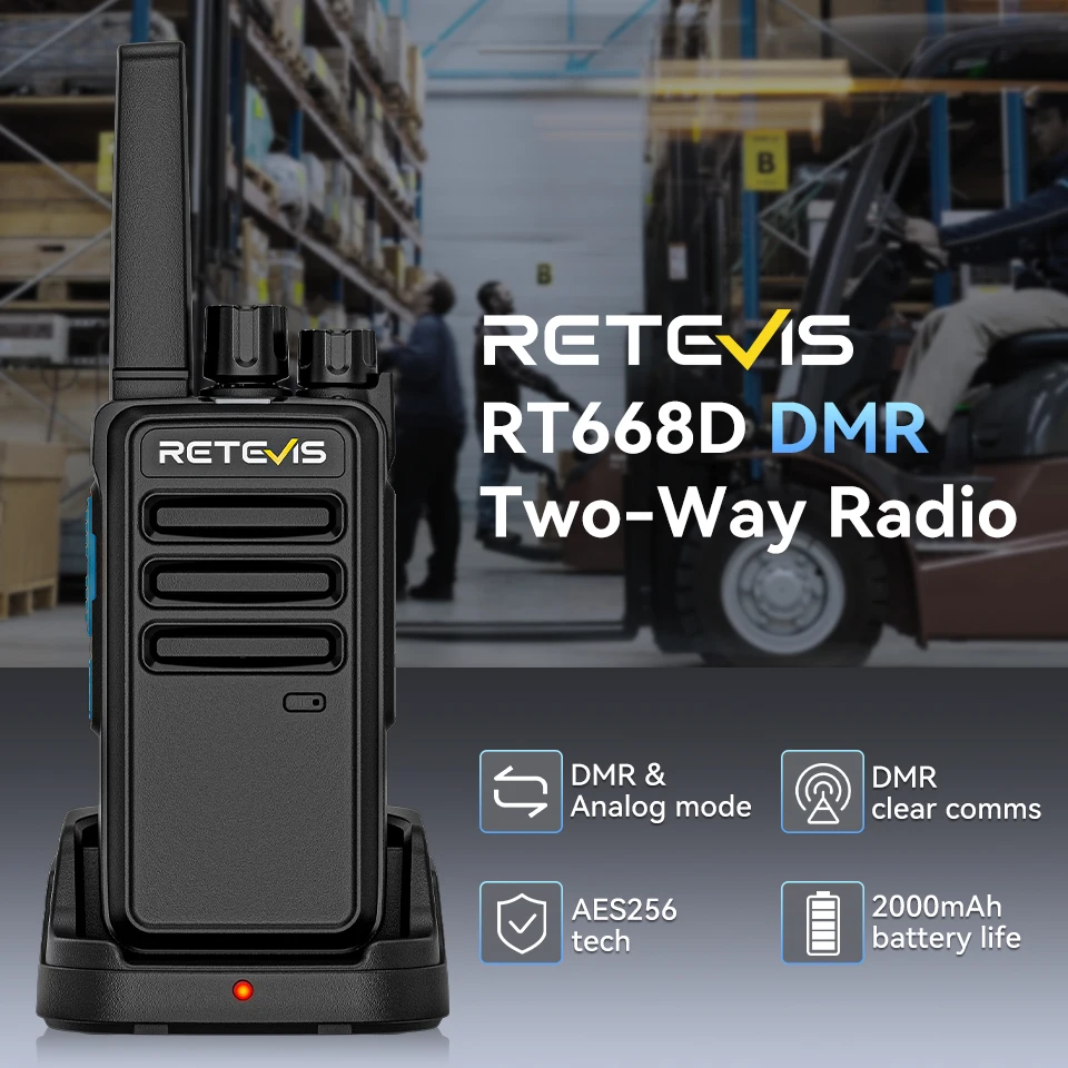 Retevis RT668D Walkie Talkie PMR446 Lizenzfrei Business DMR Digital Clear Voice Long Range Langlebig für den Sicherheits-Hotelgebrauch