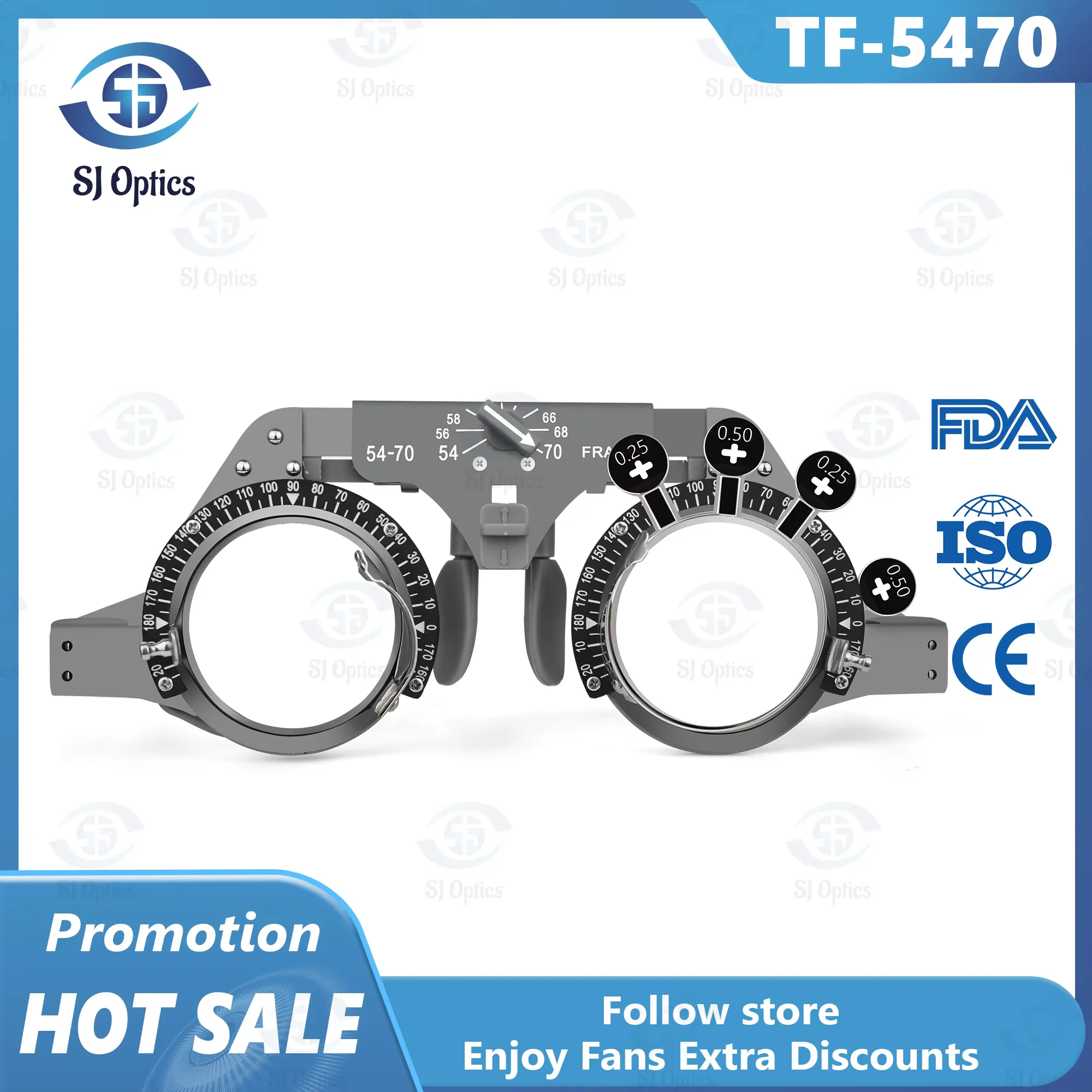 

TF-5470 Офтальмологическая пробная рамка из титанового сплава, материал, регулируемый PD 54-70 мм, легкий вес, высококачественное офтальмологическое оборудование