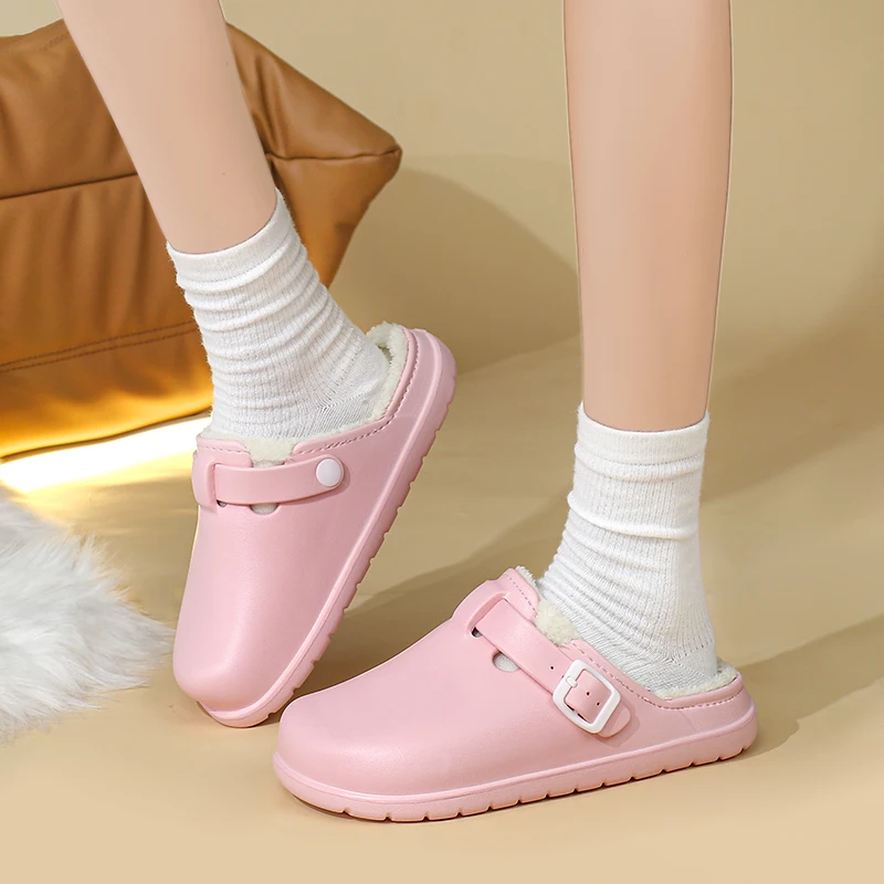 Women Thick Sole EVA Slippers Winter Warm Plush Indoor Soft  Anti-slip Slippers Couple Home Daily Walking Shoes Mules Shoes view 6