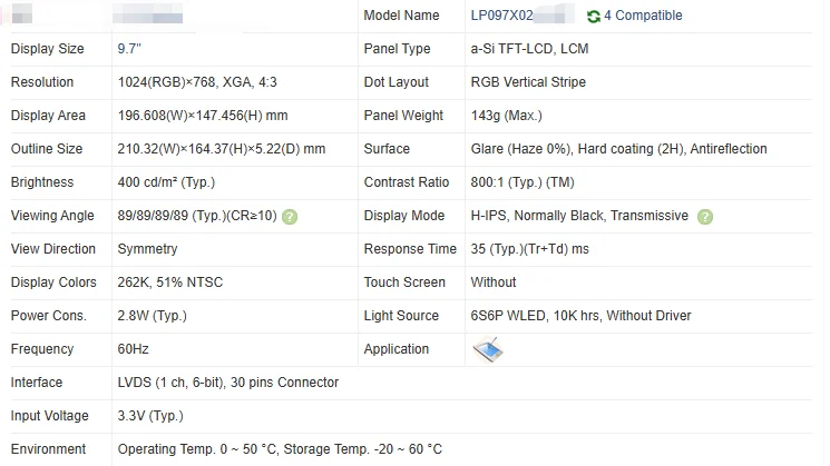 LP097X02 VGA HD Controller board + for iPad 2 9.7 " 1024X768 HD screen 4:3 LCD - view 2