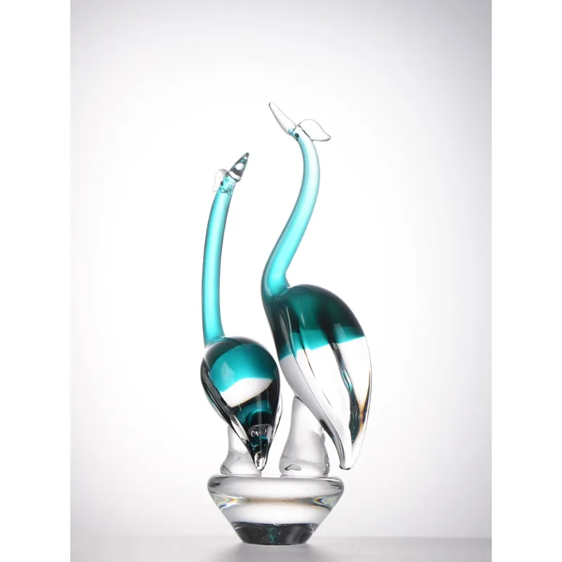 

Modern light luxury high-end glazed crane ornament entrance living room gift decoration ornament