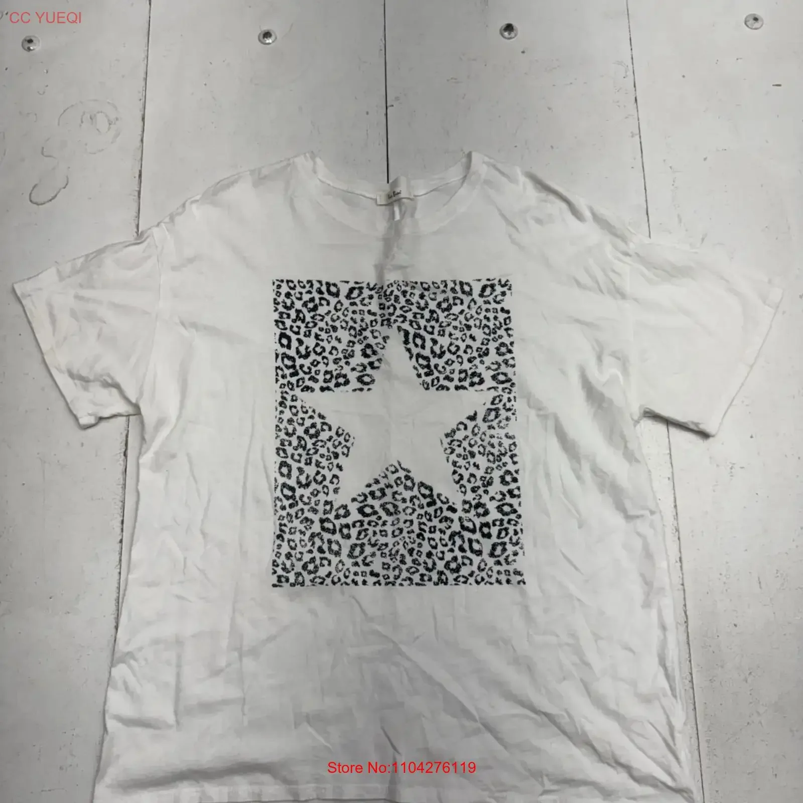 Camiseta Tres Bien Solid White Star para mujer, talla ML, estilo vintage, lavada, con gráfico, unisex, informal, cómoda, ligeramente holgada