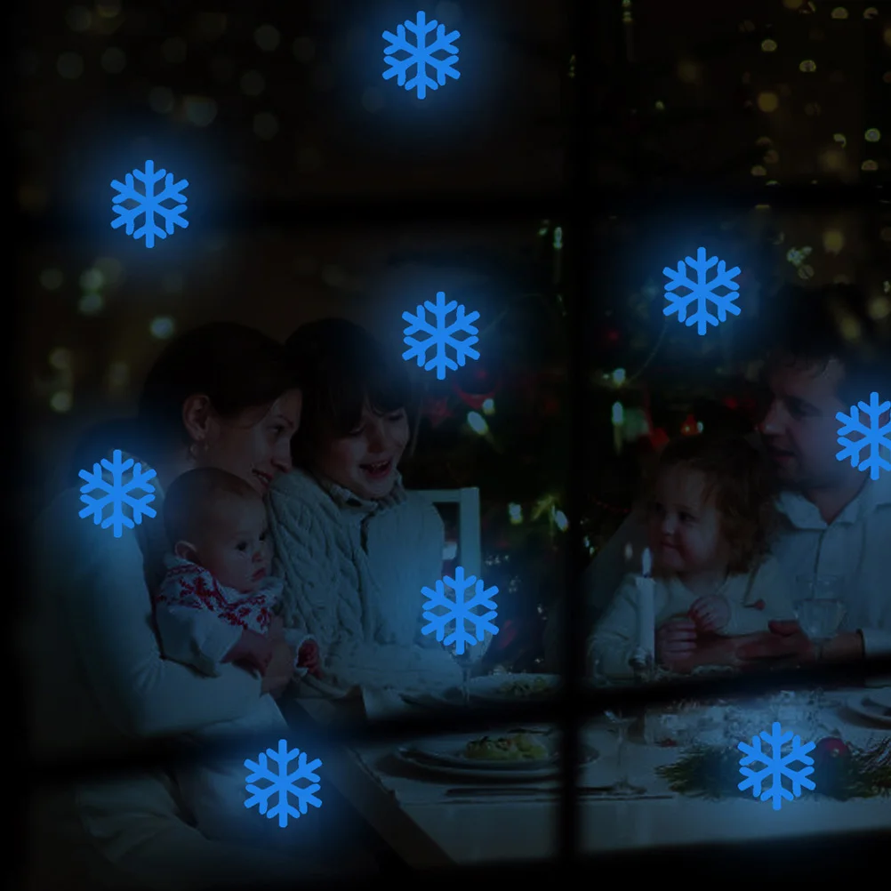 

1 pc Luminous Snowflake Shape Wall Stickers White Pvc Self-Adhesive Christmas Decorations For Window Glass Door Bedroom Store