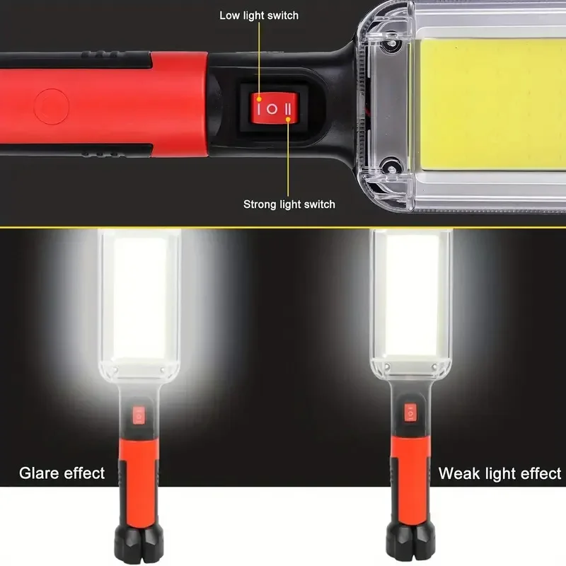 COB Handheld Work Light with Magnet Rechargeable Bright Flashlight 360° Rotation Portable Emergency Lamp For Repairing Camping