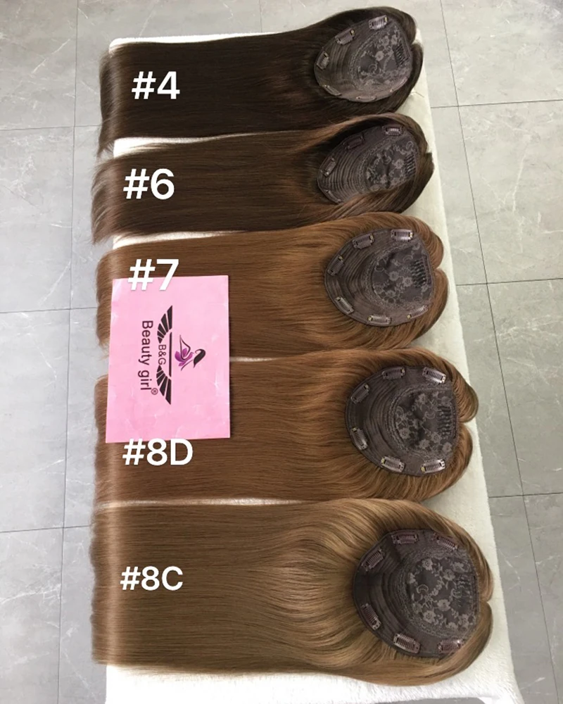 

Natural Hairline Big Volume European Human Virgin Hair Toupee Dark Color Real Scalp Silk Top Base Women Topper