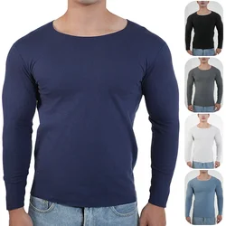 Thermal Underwear Men Long Sleeve T shirt Tops Crew Round Neck Warm Winter Autumn T-shirts Plus Size Man Thermo Clothes 2024 New