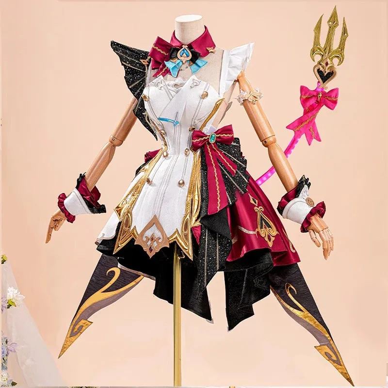 Anime Genshin Impact Escoffier Cosplay Costume Tail Outfit Dress Women Carnival Halloween Animation Party Wig Shoes Prop Suits