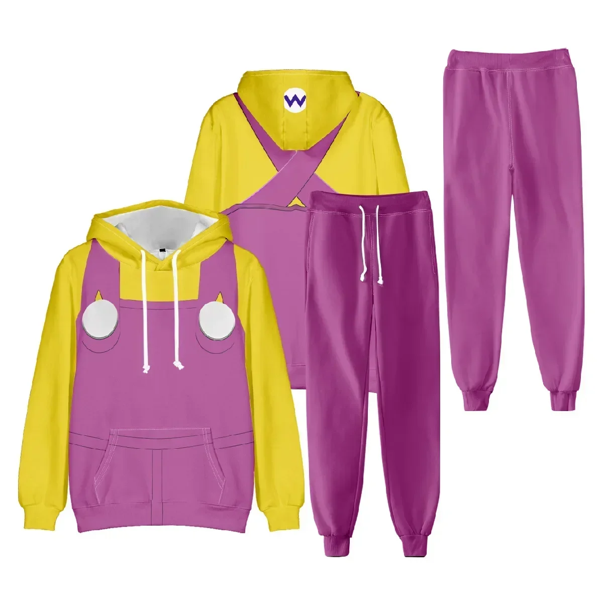 Anime Game Super Brothers Street Trends 3D Digital Print Hoodie Set Cosplay Costume Coat Pants Adult Kids Halloween Hoodie Set image 4