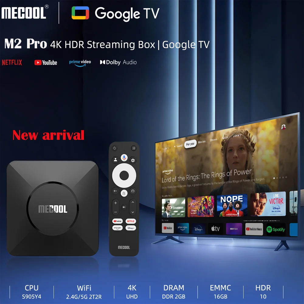 [أصلي] 2025 أحدث Mecool M2 Pro Google TV Box Amlogic S905Y4 Netflix Google معتمد ATV AV1 4K UHD 60pfs أفضل مشغل الوسائط