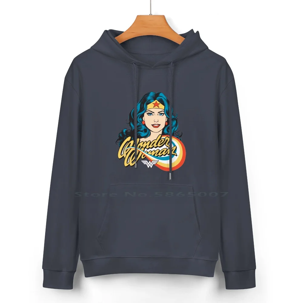 Retro Wonder Womn Logo ( Superhero ) Pure Cotton Hoodie Sweater 24 Colors Wonderful Womens Girls Teenager Kids Baby Beautiful