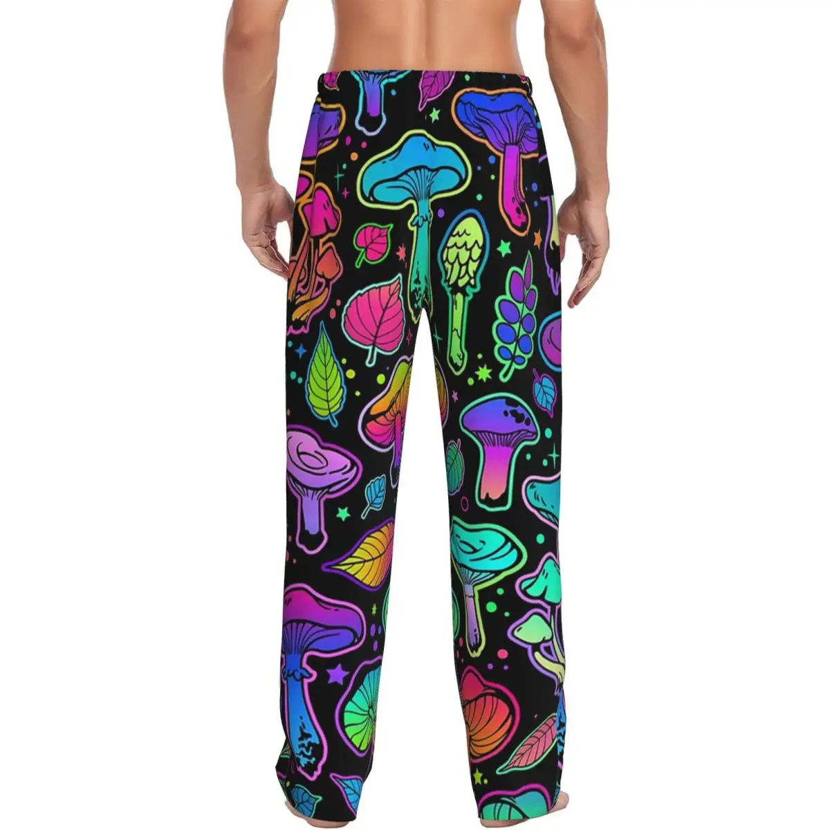 Custom Psychedelic Magic Rainbow Mushrooms Trippy Mushroom Pajama Pants Men Sleepwear Sleep Lounge Bottoms with Pockets