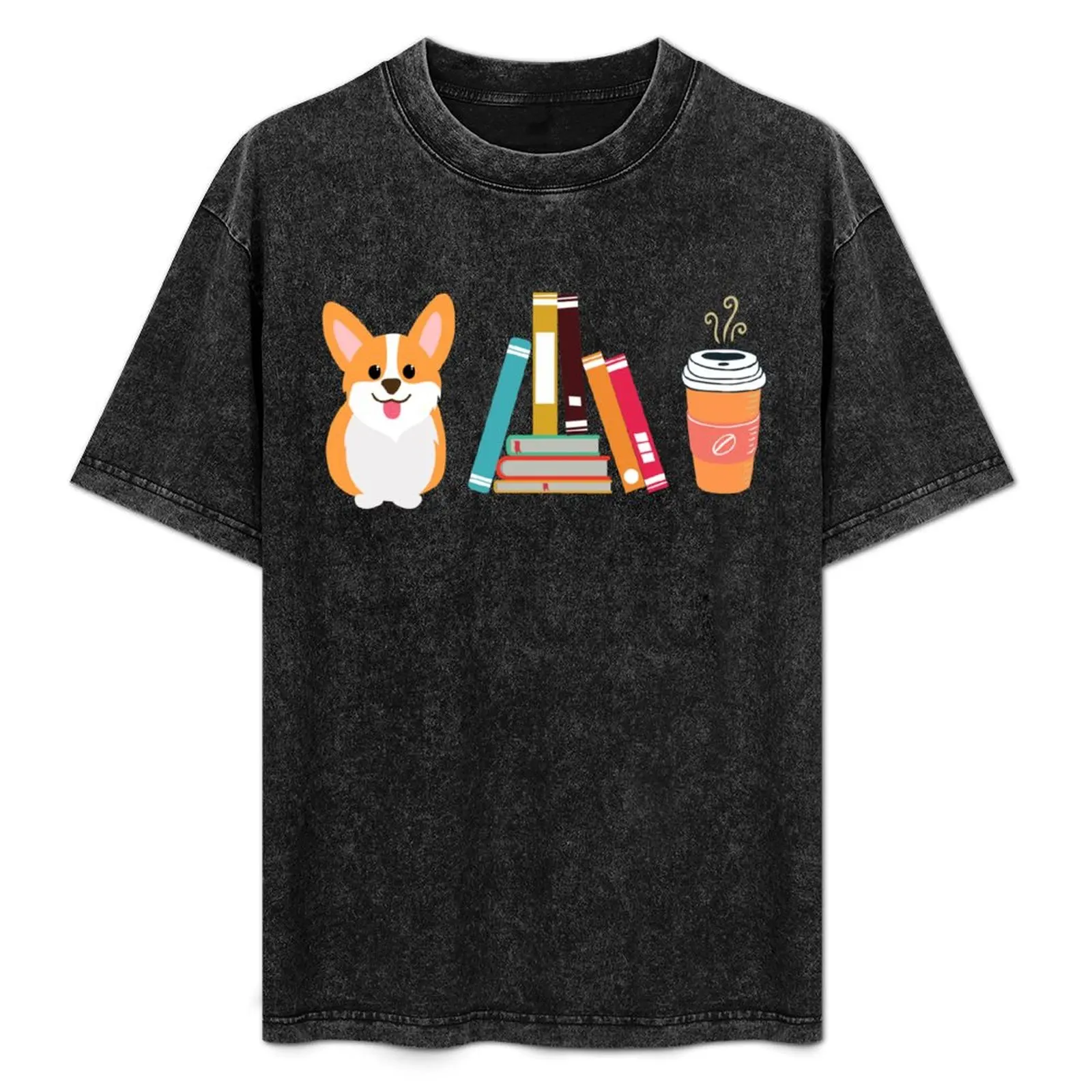 

Corgi, Books and Coffee - symbols no words. T-Shirt Minimal Art Print T-Shirt
