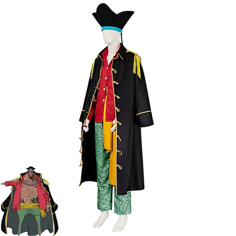 

CyAnime Marshall·D·Teach Косплей Костюм Новый мир Четыре императора Черная борода Черный плащ Униформа Плащ Шляпа Мужской костюм на Хэллоуин