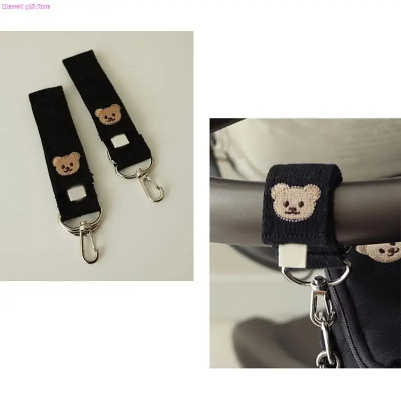 D0JC 1 Pair Stroller Hooks Adjustable Bag Hooks Anti-Skid Clip Easy Install