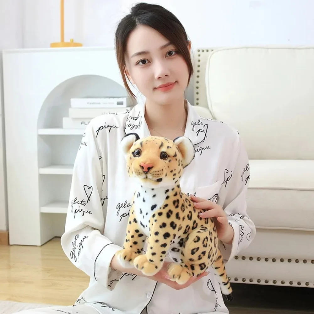 Simulação Cheetah Plush Toy, Soft Lion Simulação, Cheetah recheado bonito, Snow Leopard