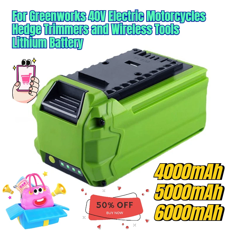 

Multi capacity battery For Greenworks 40V Electric Motorcycles Hedge Trimmers and Wireless Tools Lithium Battery
