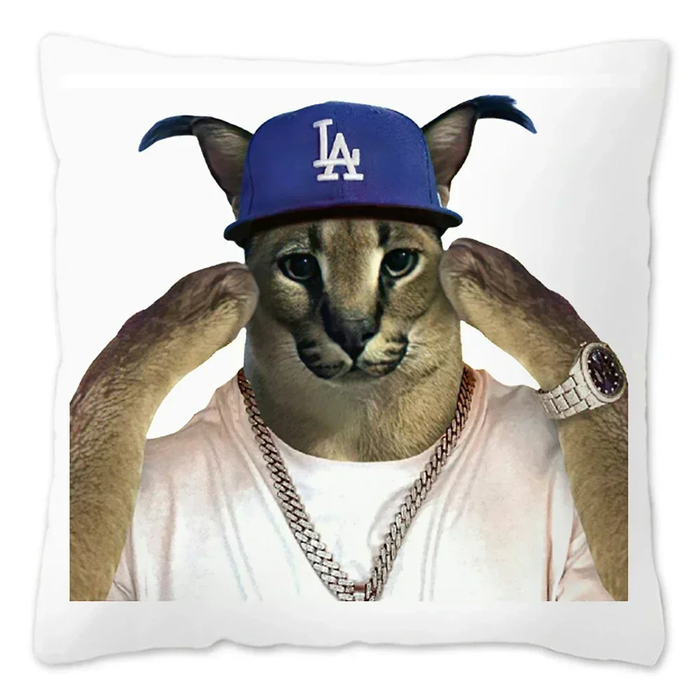 Floppa Cute Meme Cushion Cover 40x40 Home Decor Dakimakura Funny Caracal Cat Throw Pillow Case for Living Room Housse De Coussin