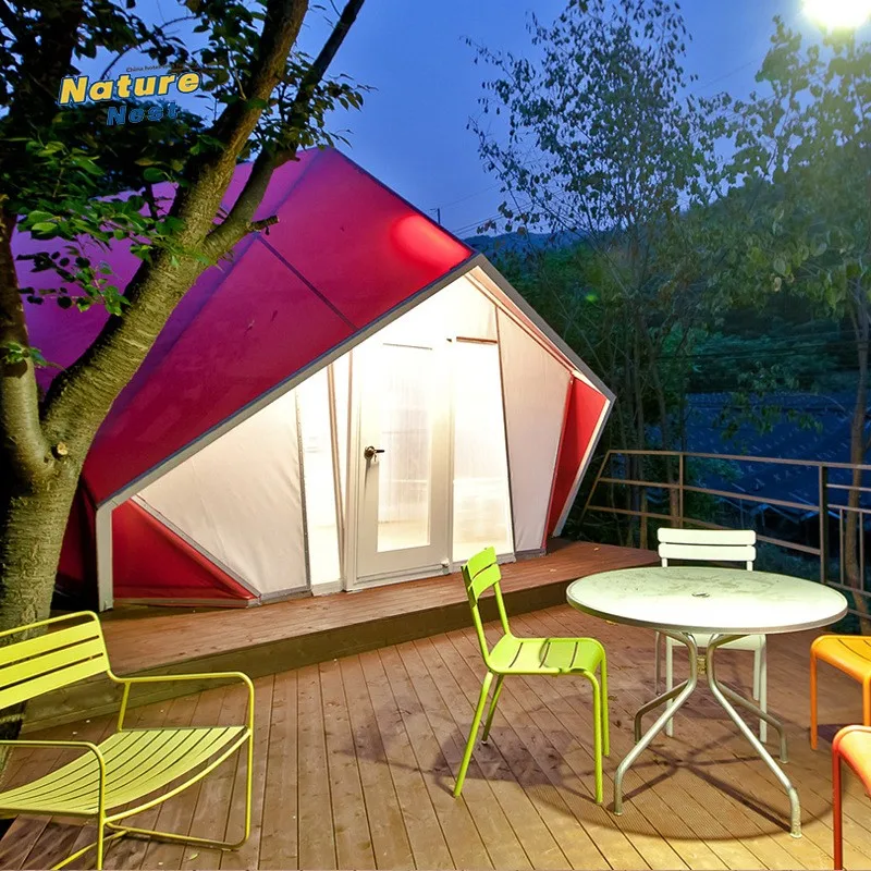 Pupa Polygon Glamping Pod Würfelförmiges Zelt PVDF Hotelzelt Iglu Safari Kommerzielle Glamping Campingplatz Kokon Muschelarchitektur