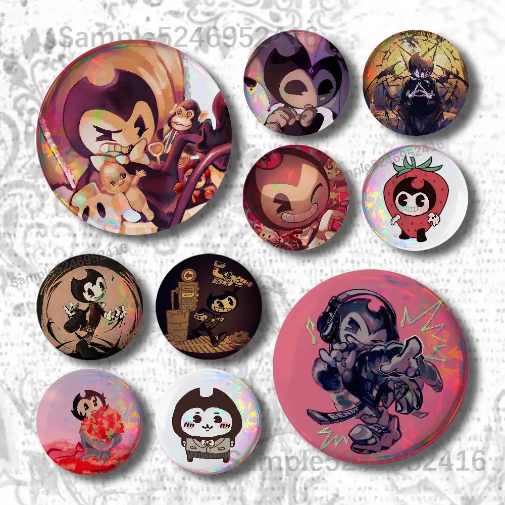 B-Bendy and The Ink Machine Creature Button Pin Collar Brooch Creative Clothes Jewelry Decor Metal Gift Hat Badge Lapel