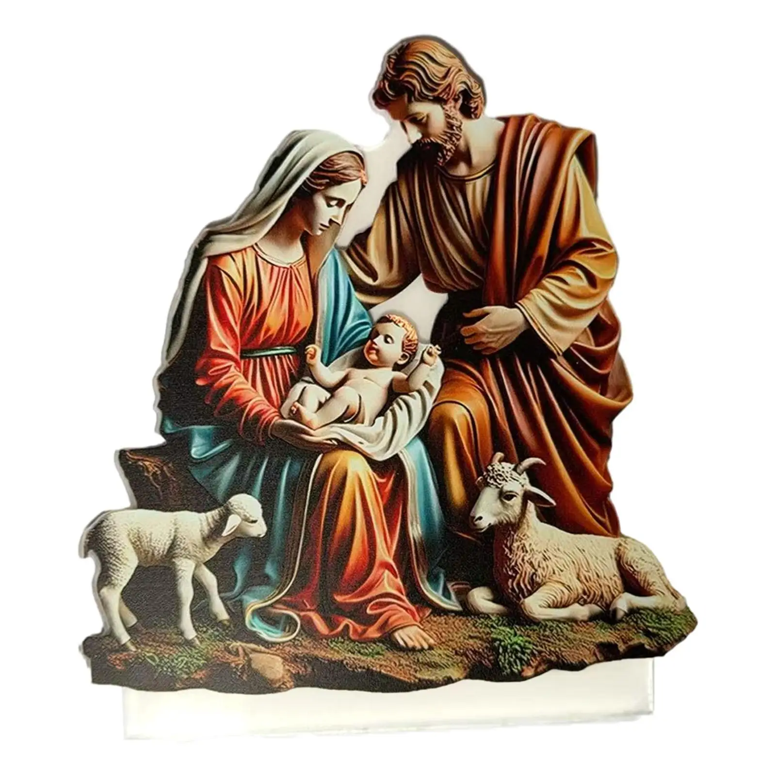 Virgin Mary and Baby Statue Crafts Decorative Gifts Souvenirs Acrylic Jesus Figurine for Home Living Room Bedroom Table Decor