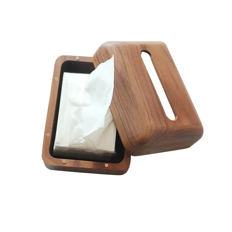 Solid wood tissue box custom black walnut box creative home restaurant paper box