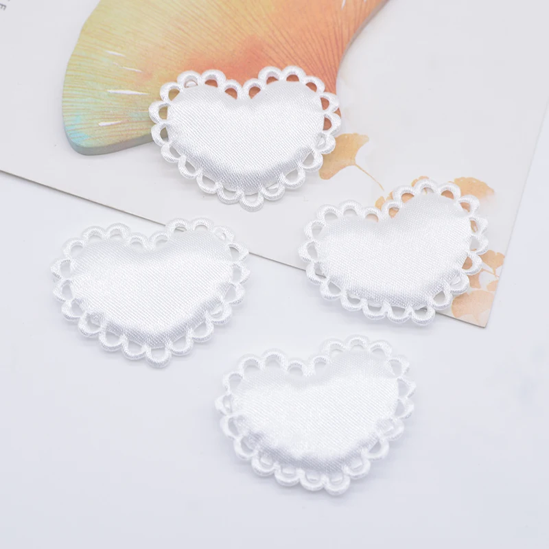 50Pcs 3.6*3cm Padded Heart Cloth Sewing Supplies Patches for DIY Clothes Headwear Hat Wedding Decor Accessories Applique