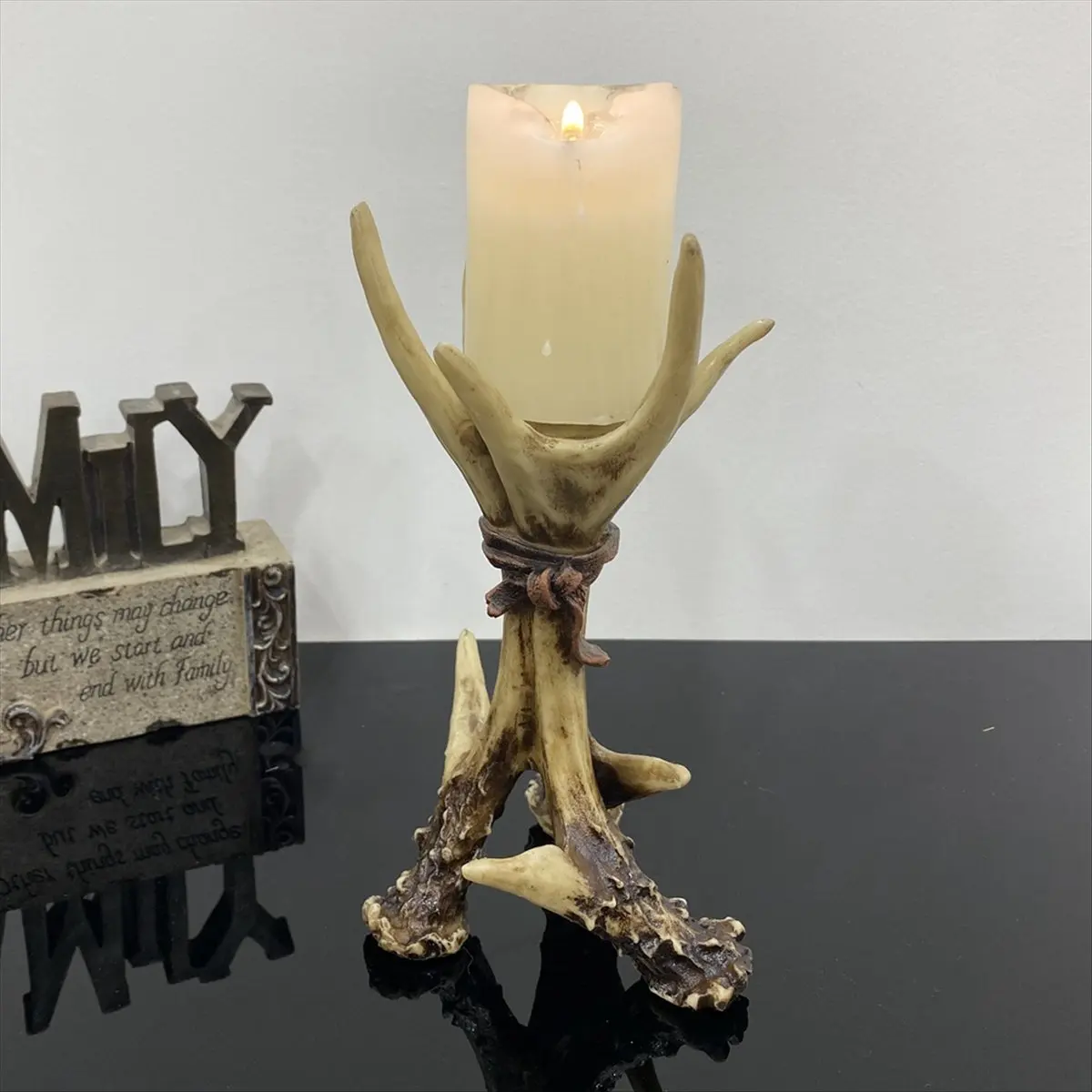 Vintage Candlesticks Resin Animal Candle Holder Antlers Deer Statue Home Decor Living Room Fireplace ChristmasDecoration