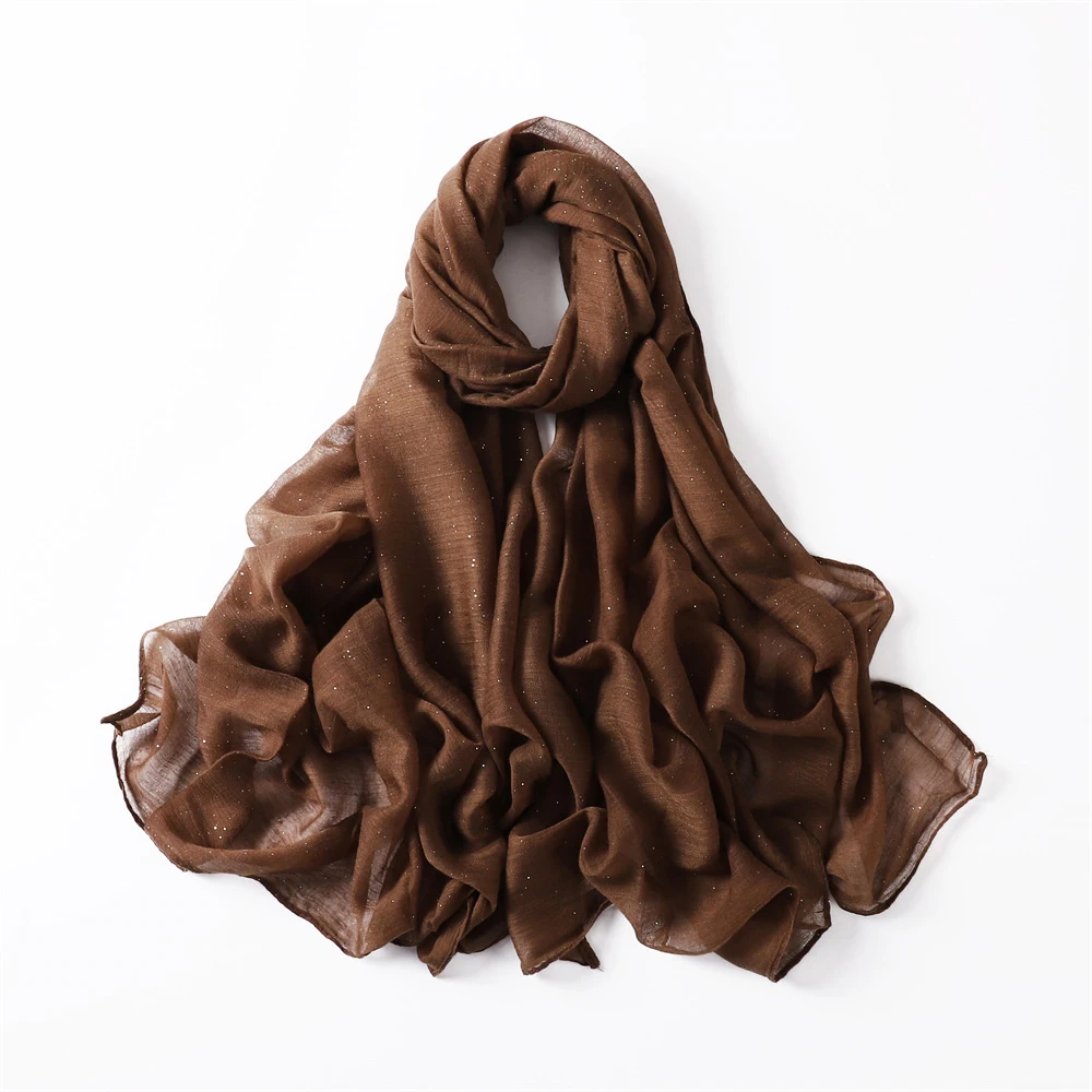 New Summer Shiny Voile Cotton Linen Women Scarf Girls Solid Sunscreen Thin Scarves Soft Foulard Shawl Casual Female Wrap Shawls