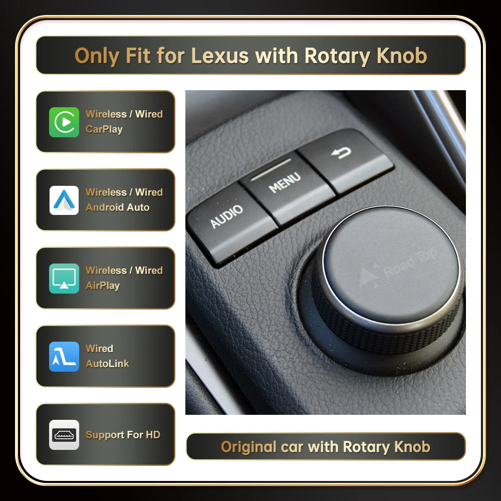ワイヤレス CarPlay RoadTop レクサス NX 2014-2019 用、Android