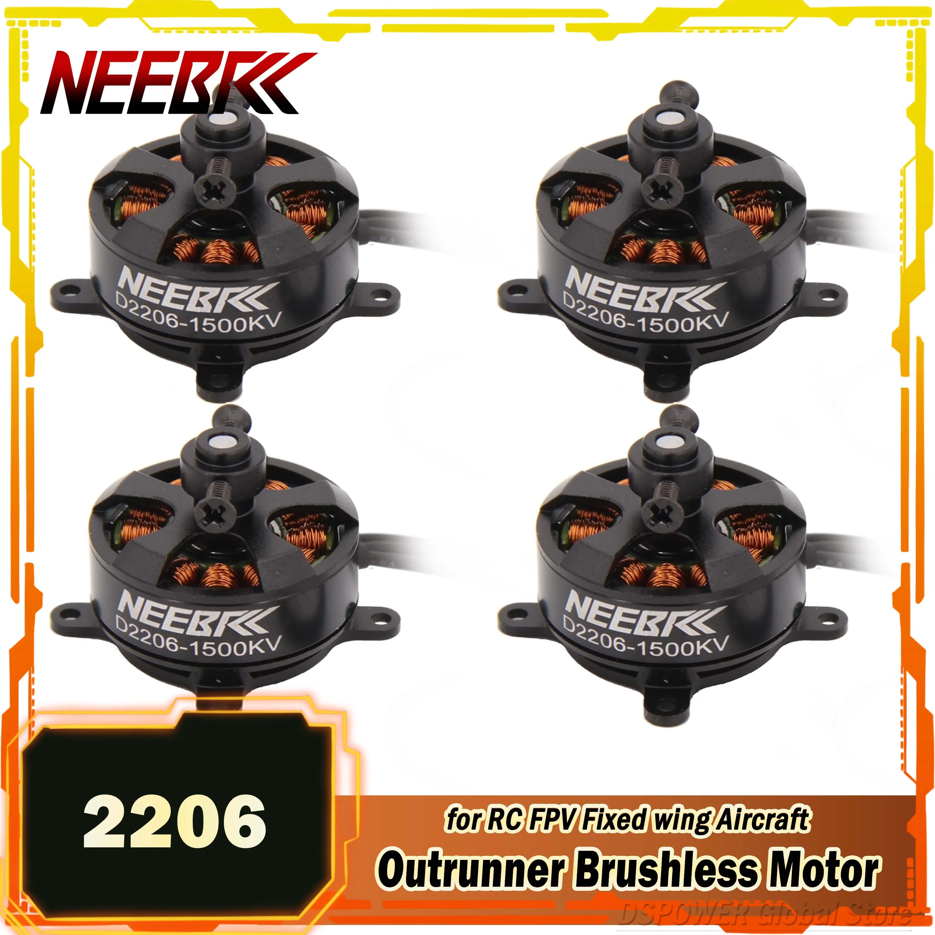 

NEEBRC 2206 1500KV RC FPV Outrunner Brushless Motor 2-3S for Fixed Wing Drone Quadcopter Multicopter UAV ESC Speed Controller